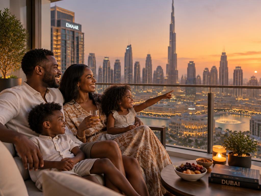Luxury Dubai timeshare resort with skyline view representing a four- or five-star member getaway